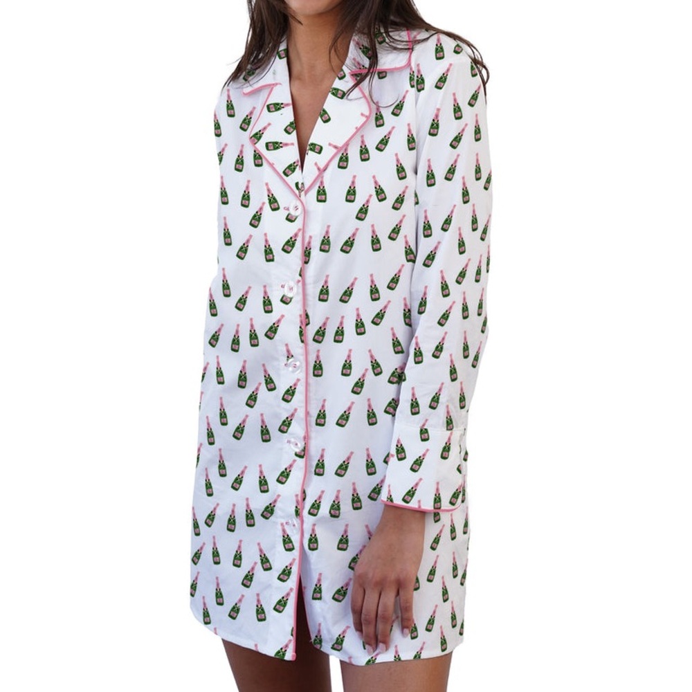 Toss Designs Champagne Bottle Nightshirt Bridal Girly Pajamas S/M